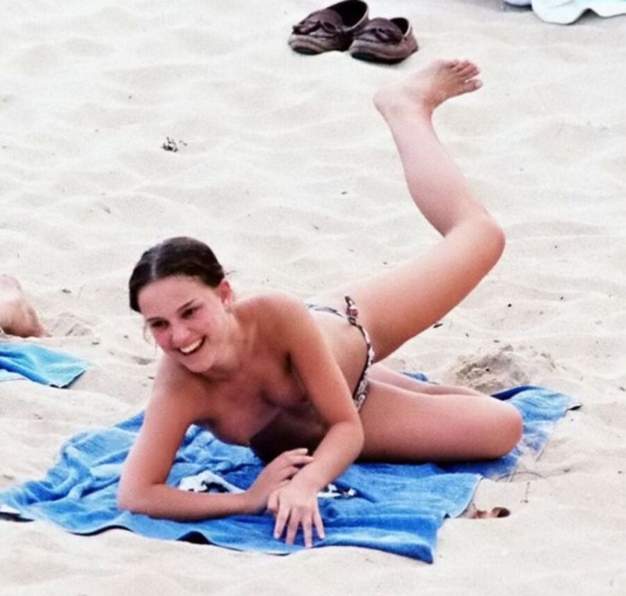 Free porn pics of Natalie Portman Topless Nipples Small Tits Bikini Beach 5 of 10 pics