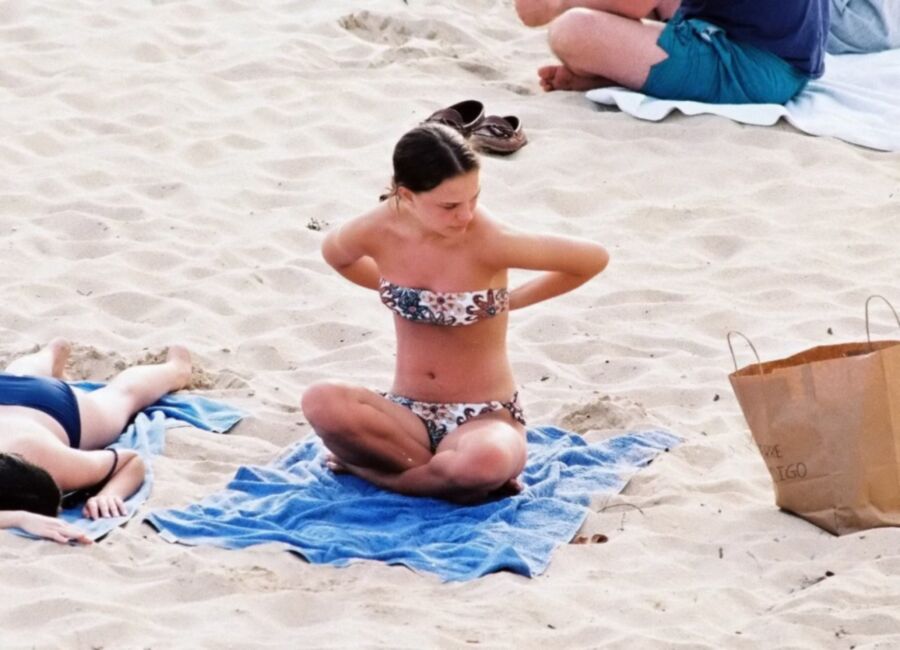 Free porn pics of Natalie Portman Topless Nipples Small Tits Bikini Beach 8 of 10 pics