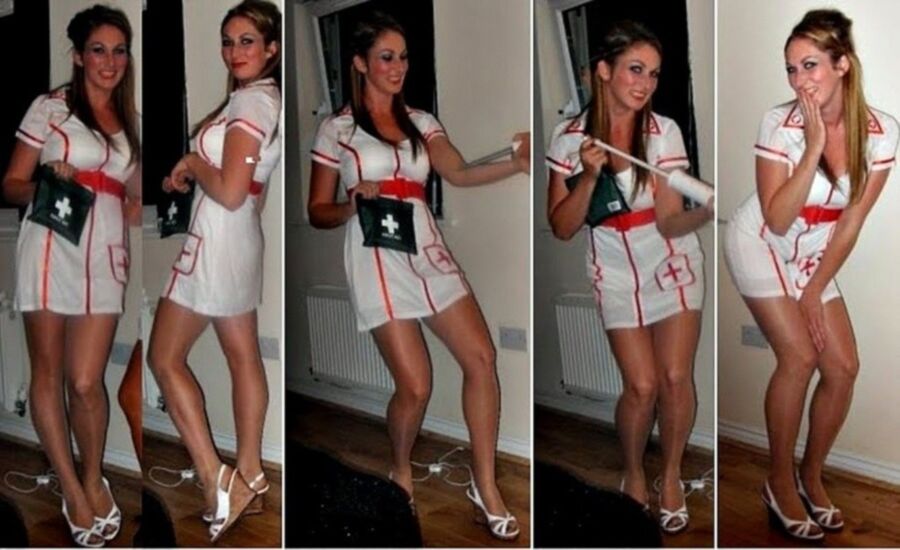 Free porn pics of Miranda in Sexy Nurse Uniform and Strappy Singback Sandals 1 of 5 pics