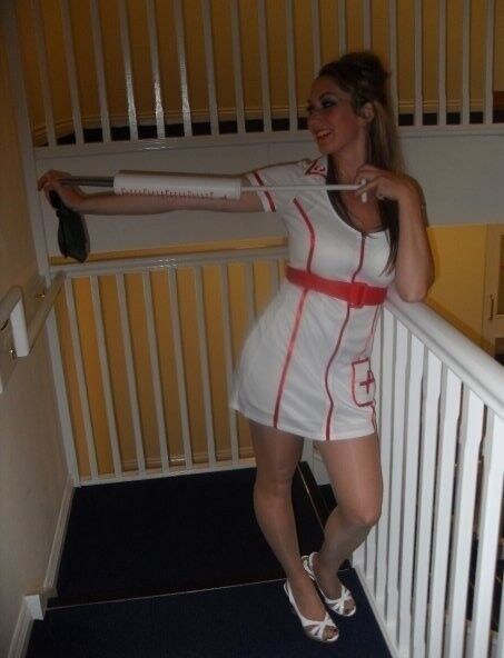 Free porn pics of Me Crossdressing in Sexy Nurse Uniform and Strappy Slingback San 3 of 5 pics