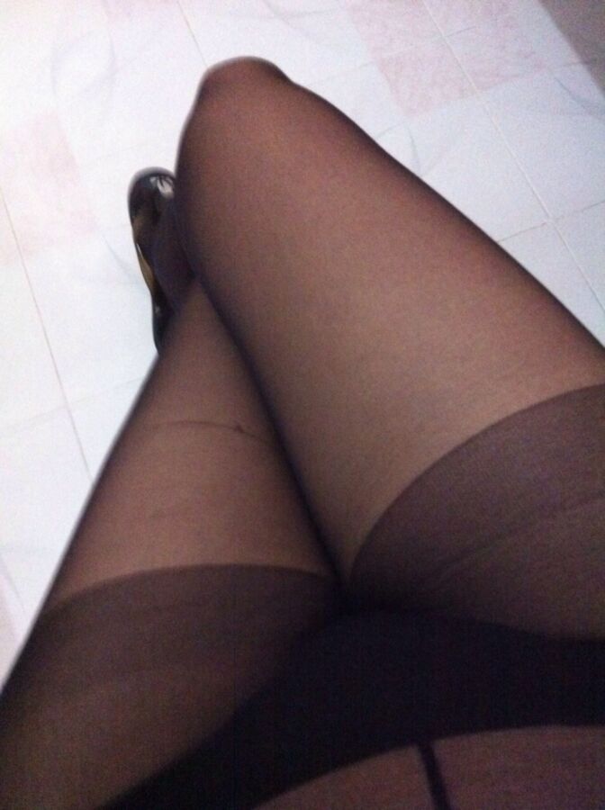 Free porn pics of Trying on new black pantyhose, like it? 14 of 14 pics