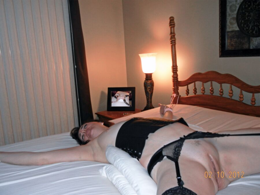 Free porn pics of Bed tied spread eagle mature MILF REDUX 5 of 9 pics