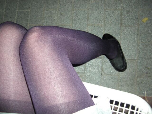Free porn pics of Exposed purple pantyhose in the park 21 of 22 pics