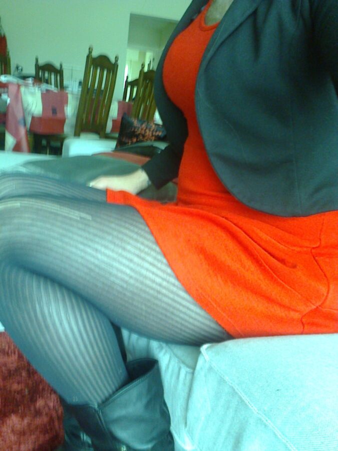Free porn pics of Red dress, striped pantyhose 10 of 55 pics