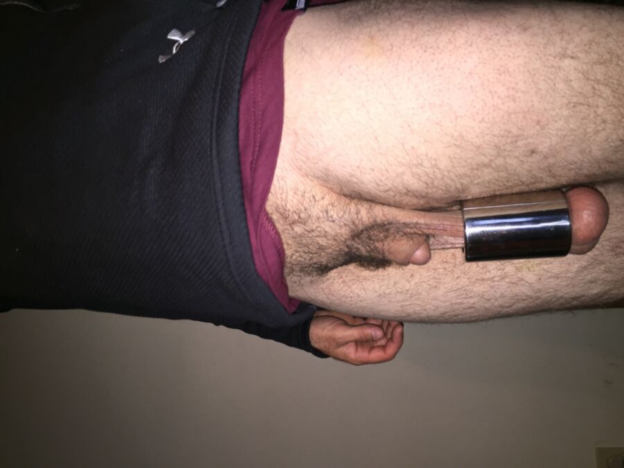 Free porn pics of Ball stretching. Showin hairy ass. 5 of 7 pics