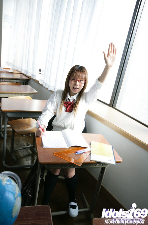 Free porn pics of Nasty asian schoolgirl Yume Kimino taking off her skirt and pant 12 of 16 pics