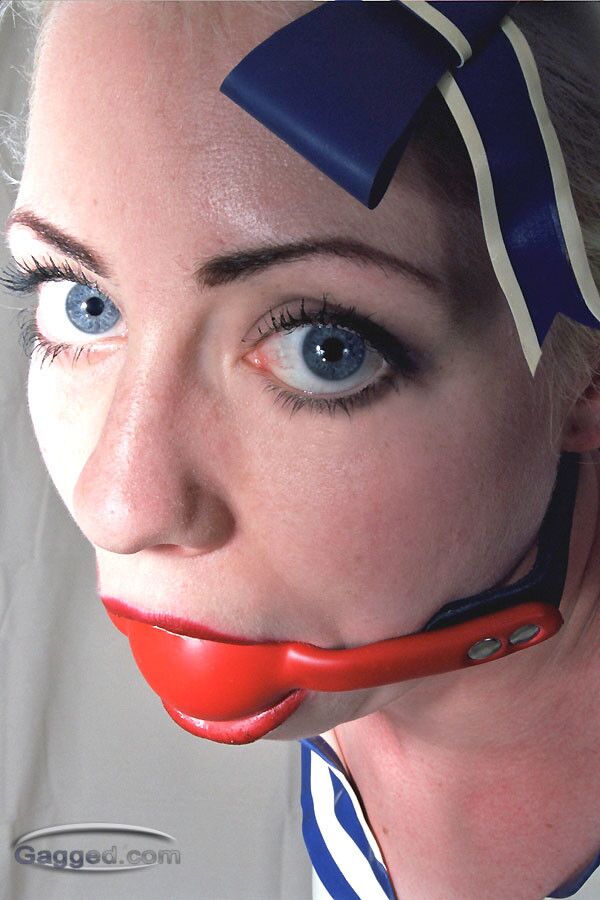 Free porn pics of Bound And Gagged Latex Blonde 19 of 35 pics