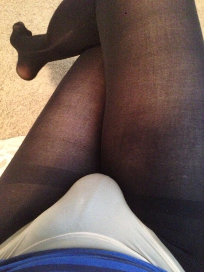 Free porn pics of Sexy Skirt, Calvin Klein Seamless Thong and Black tights 4 of 8 pics
