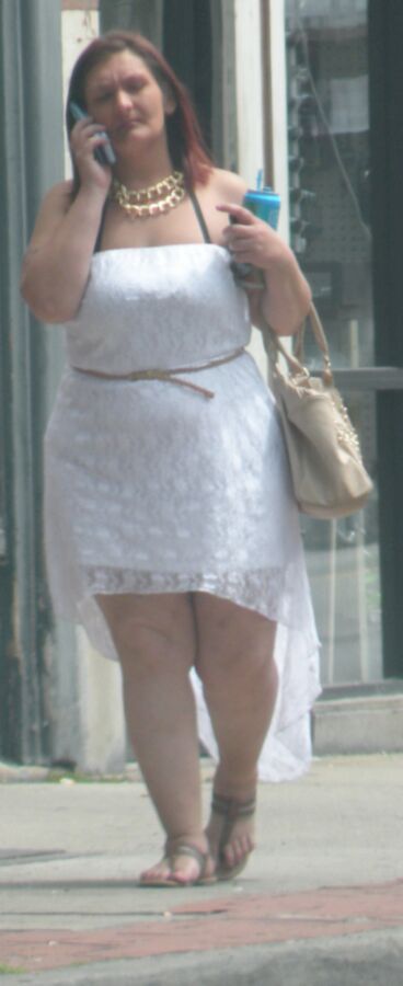 Free porn pics of MORE BBW Bree in White Dress FAT Legs, Ass and Belly NICE 2 of 14 pics