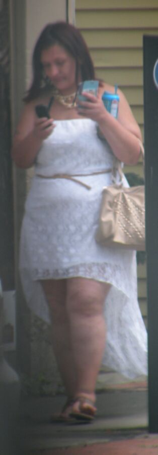 Free porn pics of MORE BBW Bree in White Dress FAT Legs, Ass and Belly NICE 4 of 14 pics