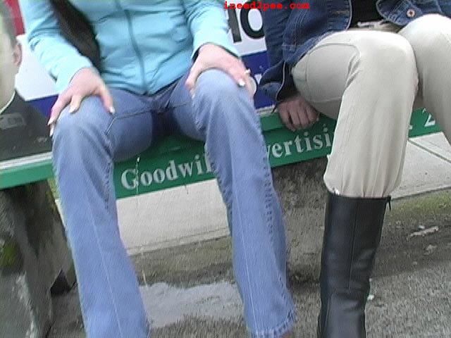 Free porn pics of Public wetting jeans at busstop Vancouver 2 of 9 pics