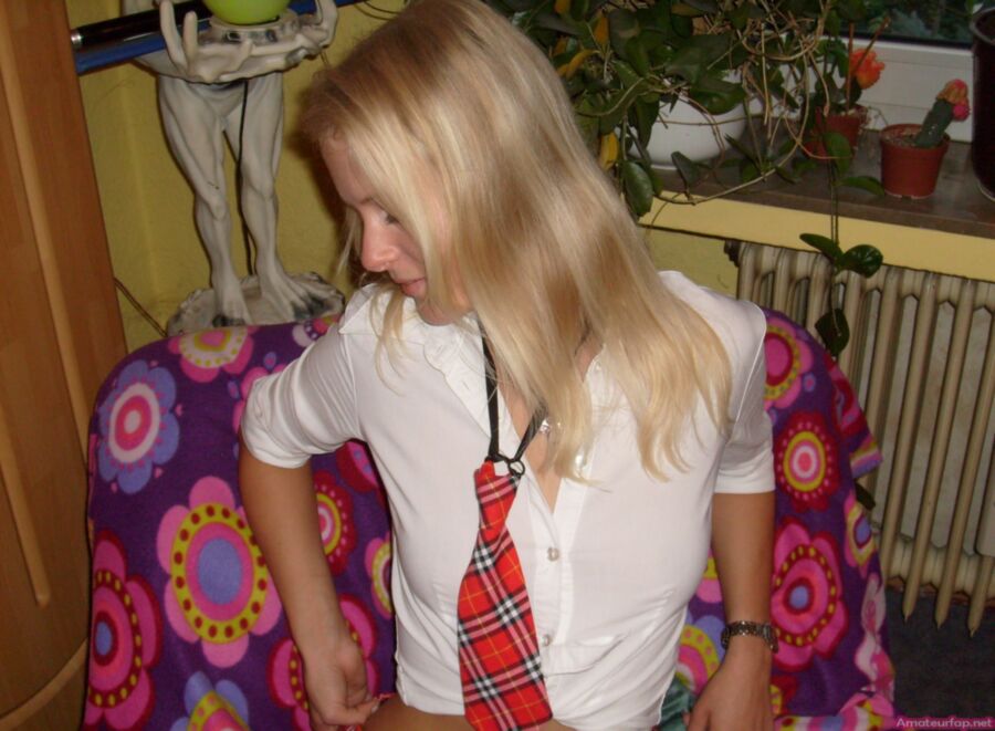 Free porn pics of Cute Teen Blonde  In Schoolgirl Uniform 5 of 30 pics