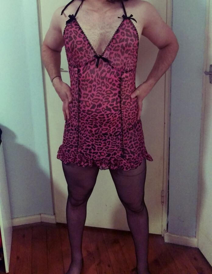 Free porn pics of Me - Crossdresser bitch in stockings and pink dress submitting 13 of 24 pics