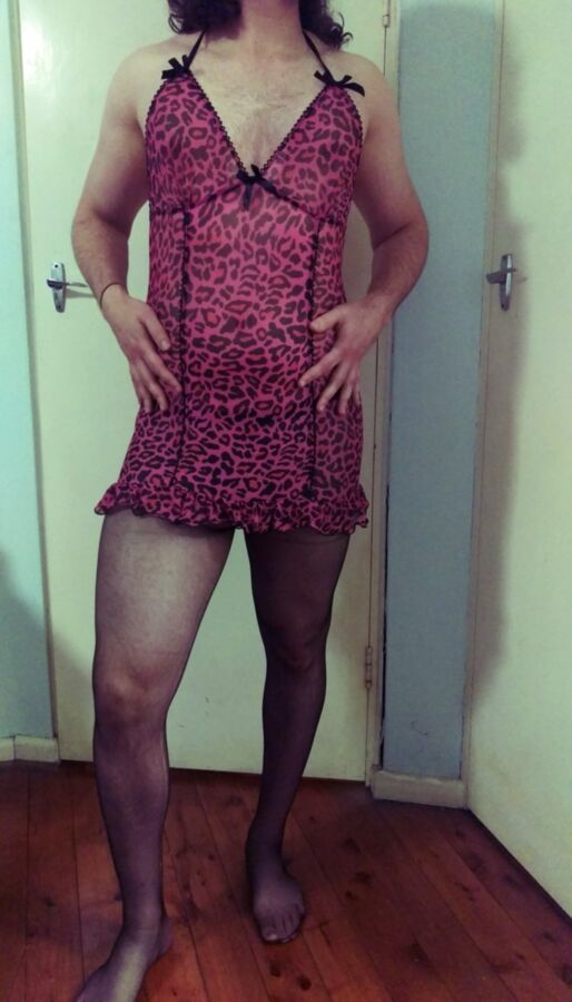 Free porn pics of Me - Crossdresser bitch in stockings and pink dress submitting 8 of 24 pics