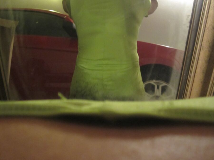 Free porn pics of in the car wearing green spandex dress 11 of 83 pics