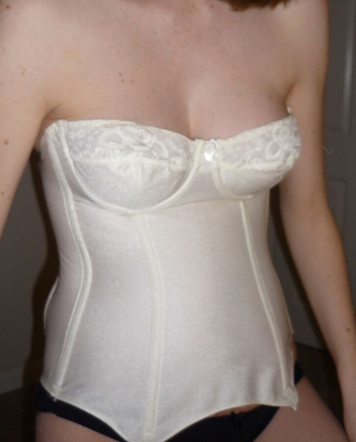 Free porn pics of Sexy cleavage in a white CORSET 1 of 20 pics