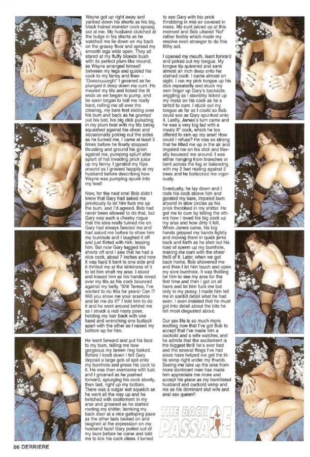 Free porn pics of Filthy cuckold story from a magazine. Teresa.  1 of 2 pics