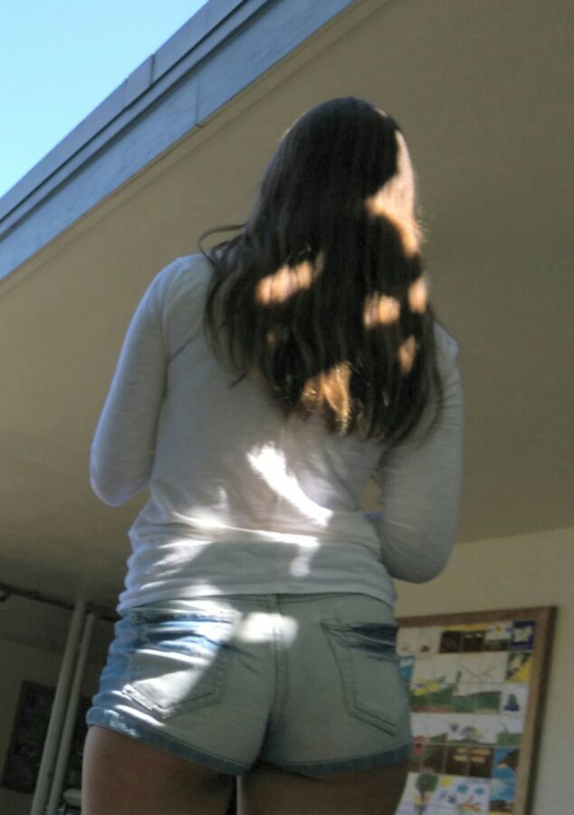 Free porn pics of Tightest shorts ever on cute teen  white girl 21 of 27 pics