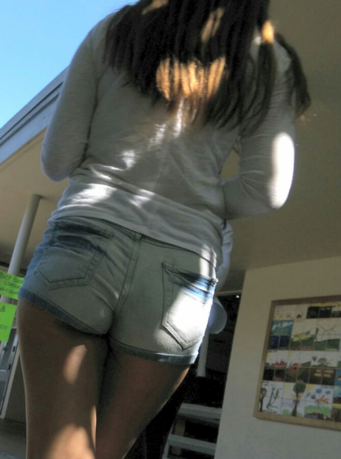 Free porn pics of Tightest shorts ever on cute teen  white girl 19 of 27 pics