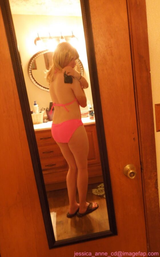 Free porn pics of New pink one-piece swimsuit 7 of 7 pics